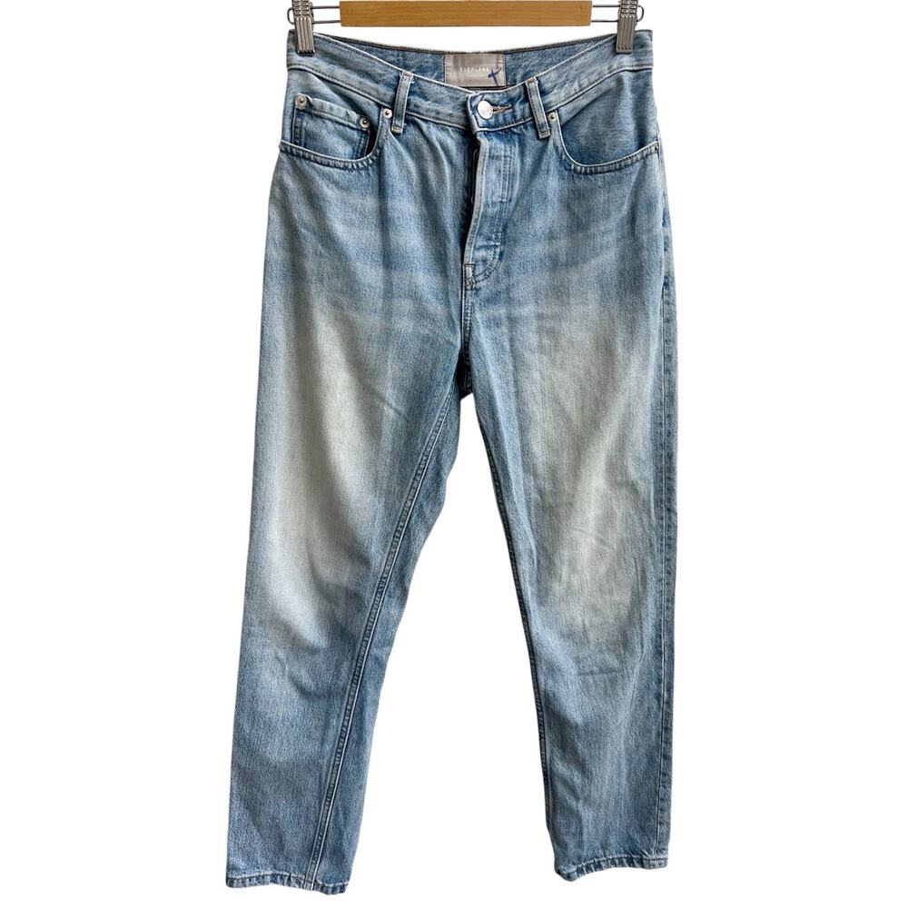 Everlane Jeans Womens Sz 26 Light Blue Cheeky Jean High Rise Button Fly Straight